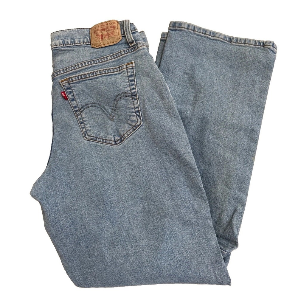 Levis 512 Relaxed Bootcut Jeans Womens Light Wash Blue Denim Stretch 12 Short
